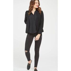 NEW Spanx denim legging jean jegging distressed black skinny stretch Small